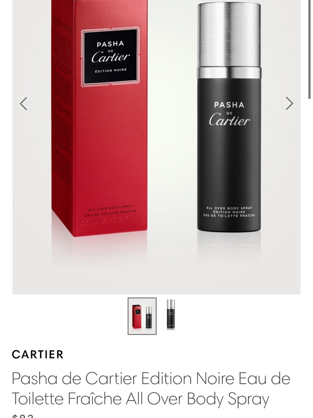 Cartier Pasha de Cartier Body Spray – Black & Red Packaging